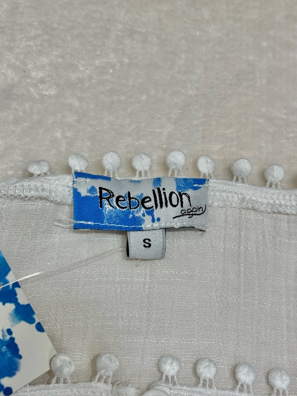 Rebellion White Lace Ruffle Button-Front Blouse - Picture 8 of 10